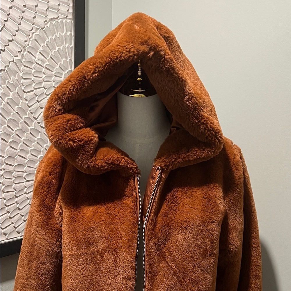 Rachel Zoe Brown Faux Fur Jacket NWOT - Picture 2 of 6